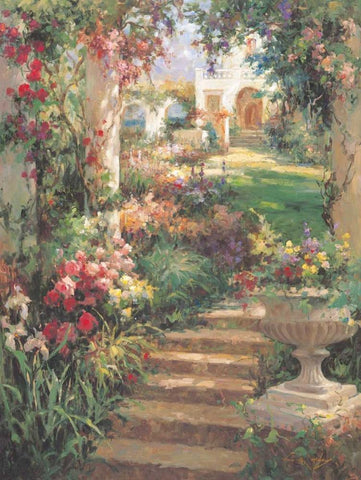 Ancient Garden Urn White Modern Wood Framed Art Print with Double Matting by Oxley, Vail