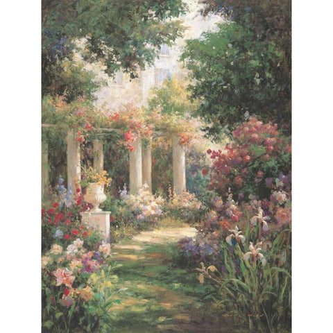 Ancient Garden Columns Black Modern Wood Framed Art Print with Double Matting by Oxley, Vail