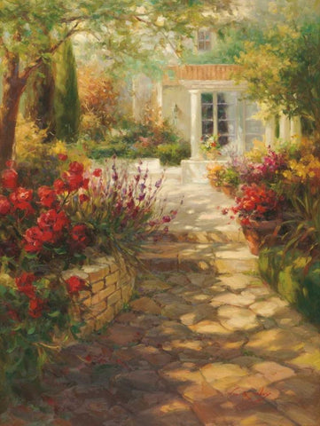 Summer Terrace White Modern Wood Framed Art Print with Double Matting by Oxley, Vail