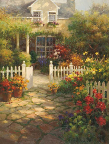 Summer Gateway Black Ornate Wood Framed Art Print with Double Matting by Oxley, Vail