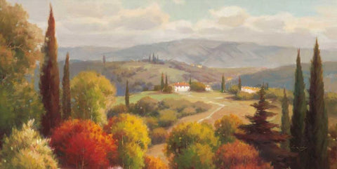 Tuscan Perspective Black Ornate Wood Framed Art Print with Double Matting by Oxley, Vail