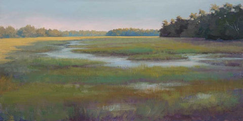 Stream and Sky Countryside White Modern Wood Framed Art Print with Double Matting by Schultz-McGannon, Jill