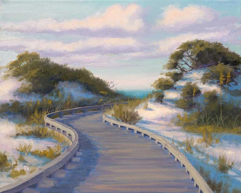 Boardwalk at The Beach Black Ornate Wood Framed Art Print with Double Matting by McGannon, Jill Schultz