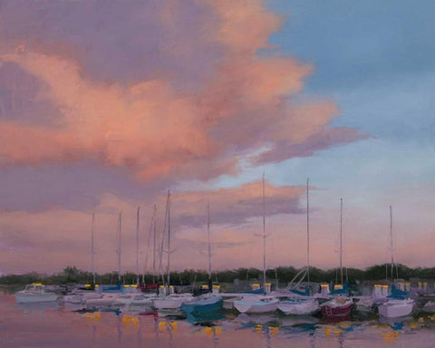 Marina Sunset Black Ornate Wood Framed Art Print with Double Matting by McGannon, Jill Schultz