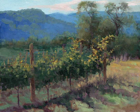 Vineyard On The Hill White Modern Wood Framed Art Print with Double Matting by McGannon, Jill Schultz