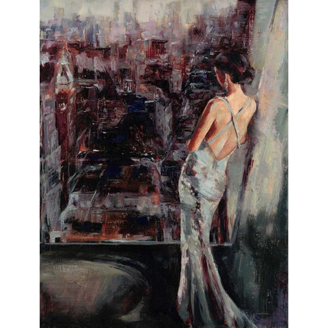 Wistful Gaze Black Modern Wood Framed Art Print with Double Matting by Lehman, Laurel