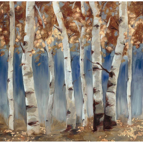 Copper and Blue Birch Trees, Square 2 White Modern Wood Framed Art Print by Lehman, Laurel