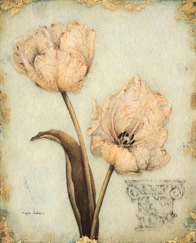 Tulip Recollection White Modern Wood Framed Art Print with Double Matting by Regina Andrew Design