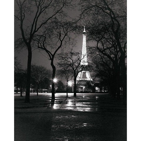 Night - La Tour Eiffel Black Modern Wood Framed Art Print by Vandenack