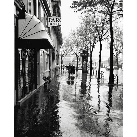 Rainy Days In Paris White Modern Wood Framed Art Print by Vandenack