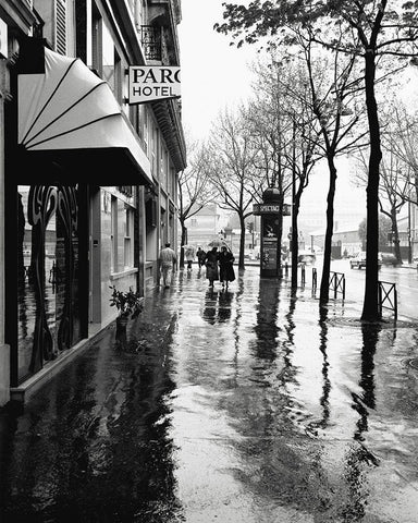 Rainy Days In Paris White Modern Wood Framed Art Print with Double Matting by Vandenack