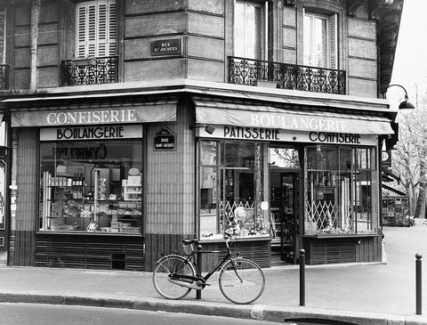 Rue St. Jaques White Modern Wood Framed Art Print with Double Matting by Vandenack