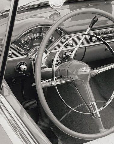 At The Wheel White Modern Wood Framed Art Print with Double Matting by Vandenack