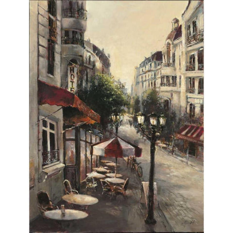 Promenade Cafe Gold Ornate Wood Framed Art Print with Double Matting by Heighton, Brent