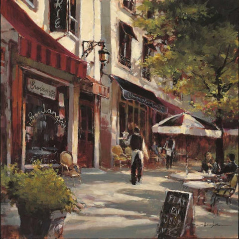Boulevard Cafe White Modern Wood Framed Art Print with Double Matting by Heighton, Brent