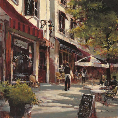 Boulevard Cafe Black Ornate Wood Framed Art Print with Double Matting by Heighton, Brent