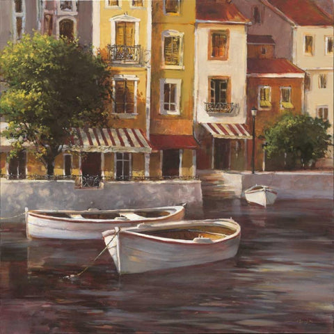 Mediterranean Dawn II White Modern Wood Framed Art Print with Double Matting by Heighton, Brent