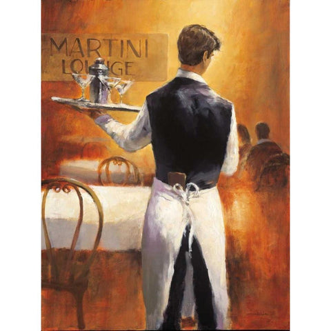 Martini Lounge White Modern Wood Framed Art Print by Heighton, Brent