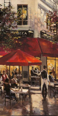 Tribeca Bar White Modern Wood Framed Art Print with Double Matting by Heighton, Brent