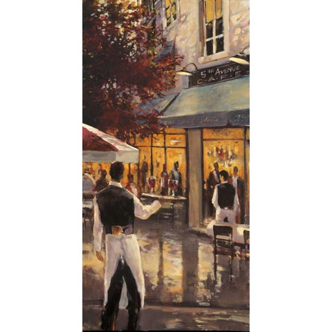 5Th Ave Cafe White Modern Wood Framed Art Print by Heighton, Brent