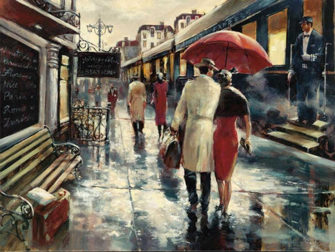 Metropolitan Station Black Ornate Wood Framed Art Print with Double Matting by Heighton, Brent