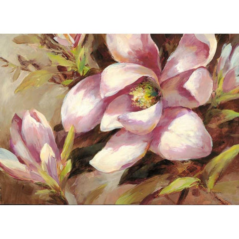 Magnolia Whisper Gold Ornate Wood Framed Art Print with Double Matting by Heighton, Brent