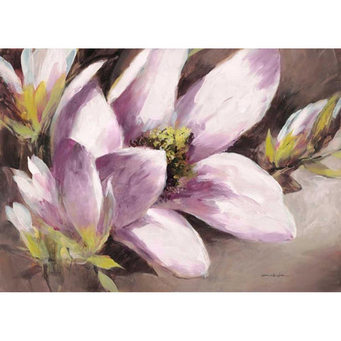 Plum Magnolia Breeze Gold Ornate Wood Framed Art Print with Double Matting by Heighton, Brent