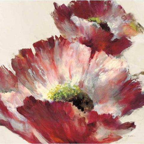 Lush Poppy On Cream Gold Ornate Wood Framed Art Print with Double Matting by Heighton, Brent