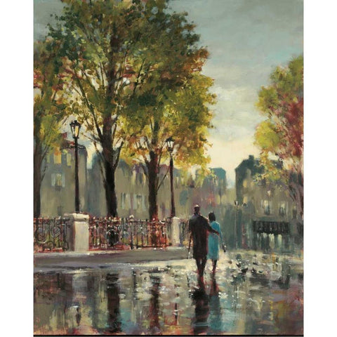 Boulevard Walk Black Modern Wood Framed Art Print with Double Matting by Heighton, Brent