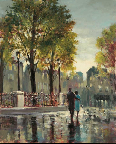 Boulevard Walk Black Ornate Wood Framed Art Print with Double Matting by Heighton, Brent