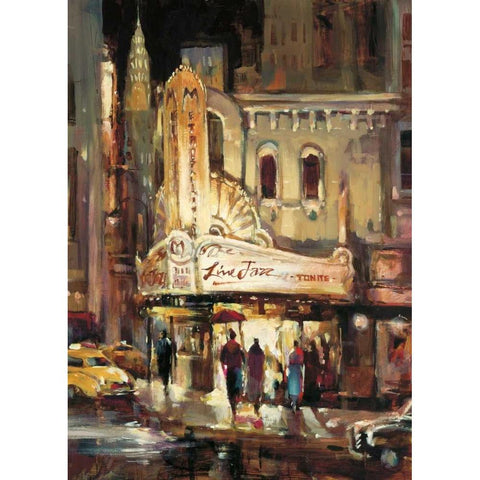 Metropolitan Jazz Black Modern Wood Framed Art Print with Double Matting by Heighton, Brent