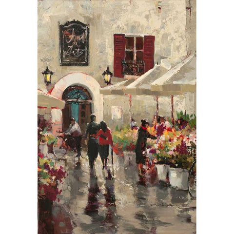 Rue De Fleurs Black Modern Wood Framed Art Print with Double Matting by Heighton, Brent