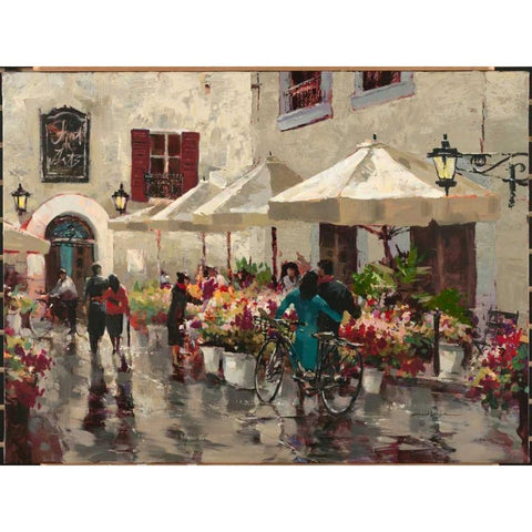 Paris Street Scene White Modern Wood Framed Art Print by Heighton, Brent