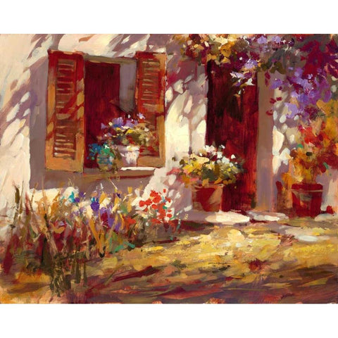 Cottage Window Black Modern Wood Framed Art Print with Double Matting by Heighton, Brent