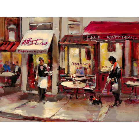 Sidewalk Bistro White Modern Wood Framed Art Print by Heighton, Brent