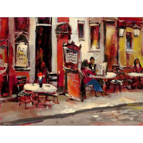 Sidewalk Cafe White Modern Wood Framed Art Print by Heighton, Brent