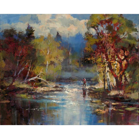 Mountain Stream Gold Ornate Wood Framed Art Print with Double Matting by Heighton, Brent