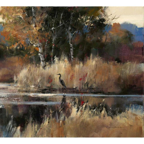 Heron Landscape 2 White Modern Wood Framed Art Print by Heighton, Brent