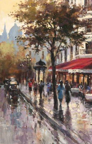 Avenue Des Champs-Elysees 1 White Modern Wood Framed Art Print with Double Matting by Heighton, Brent