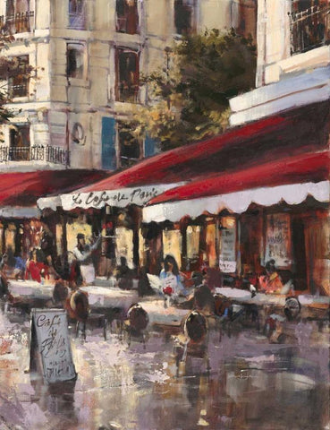 Avenue Des Champs-Elysees 2 White Modern Wood Framed Art Print with Double Matting by Heighton, Brent