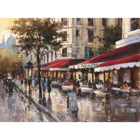 Avenue Des Champs-Elysees Black Modern Wood Framed Art Print with Double Matting by Heighton, Brent