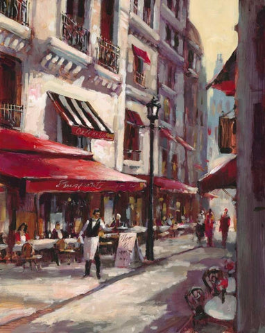 Cafe Marseille Black Ornate Wood Framed Art Print with Double Matting by Heighton, Brent