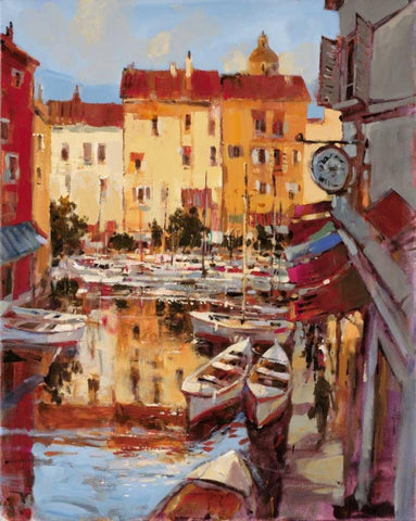 Mediterranean Seaside Holiday 2 White Modern Wood Framed Art Print with Double Matting by Heighton, Brent