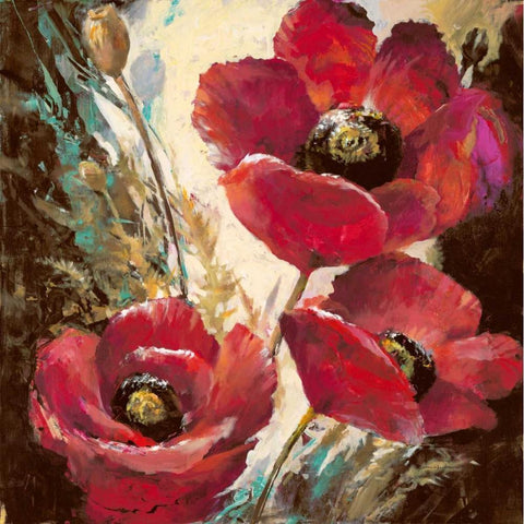 Influential Poppy Black Modern Wood Framed Art Print with Double Matting by Heighton, Brent