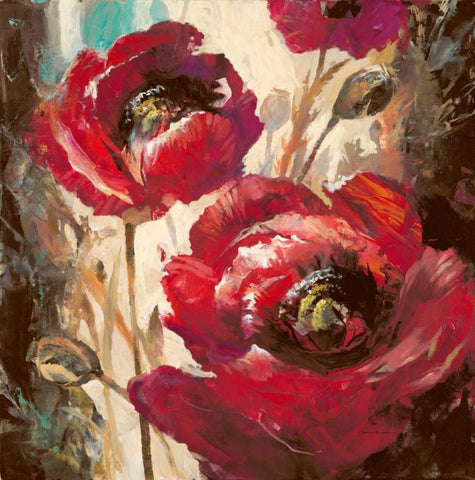 Dramatic Poppy White Modern Wood Framed Art Print with Double Matting by Heighton, Brent