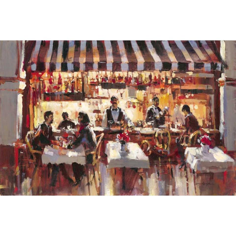 Patio Dining Black Modern Wood Framed Art Print with Double Matting by Heighton, Brent