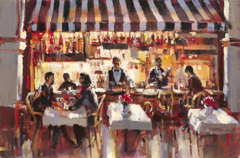 Patio Dining White Modern Wood Framed Art Print with Double Matting by Heighton, Brent