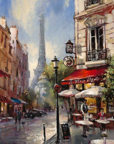 Tour De Eiffel View Black Ornate Wood Framed Art Print with Double Matting by Heighton, Brent