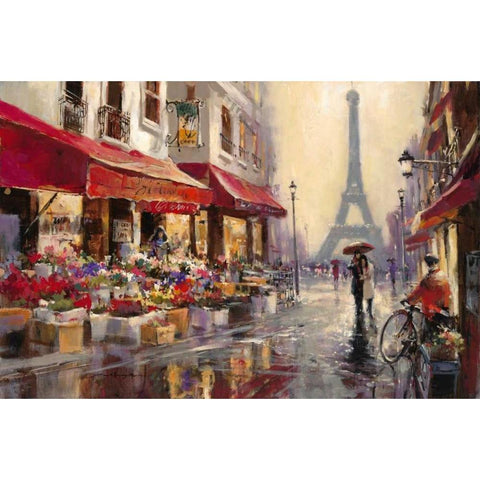 April In Paris Black Modern Wood Framed Art Print with Double Matting by Heighton, Brent