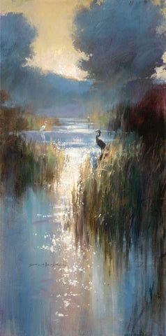 Peaceful Everglades 2 White Modern Wood Framed Art Print with Double Matting by Heighton, Brent